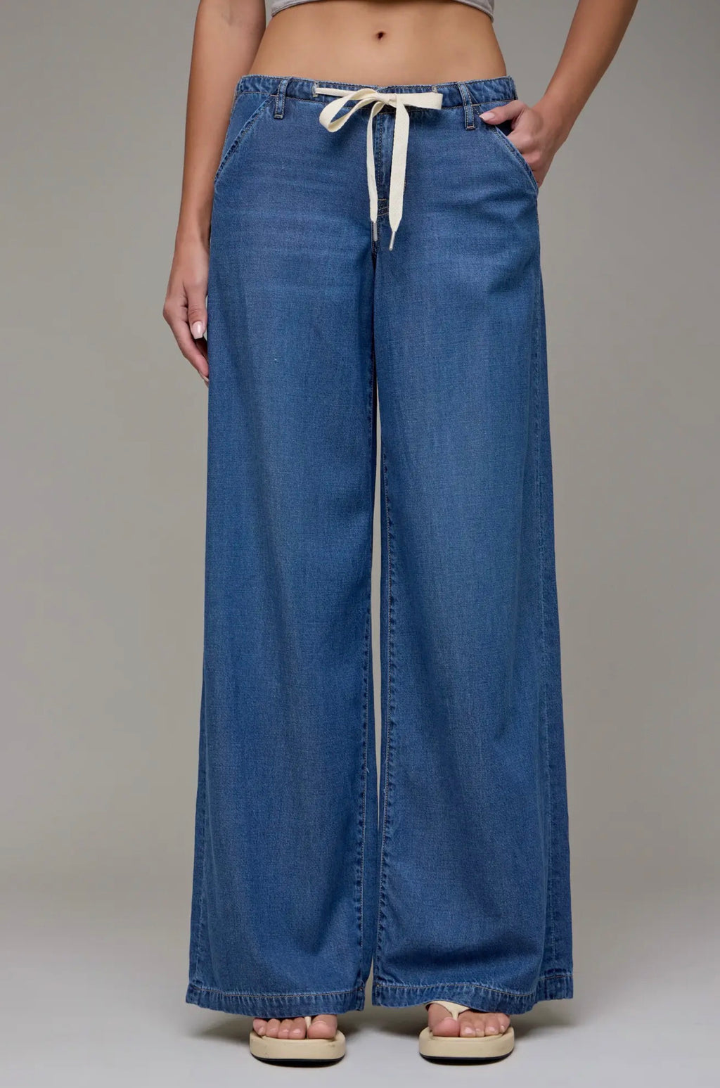 Hidden Drawstring Wide Leg Trouser