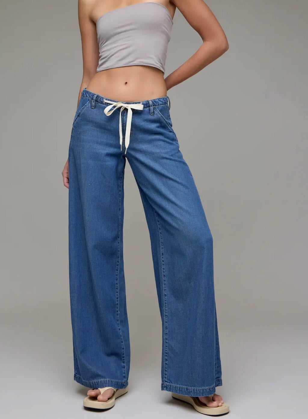 Hidden Drawstring Wide Leg Trouser