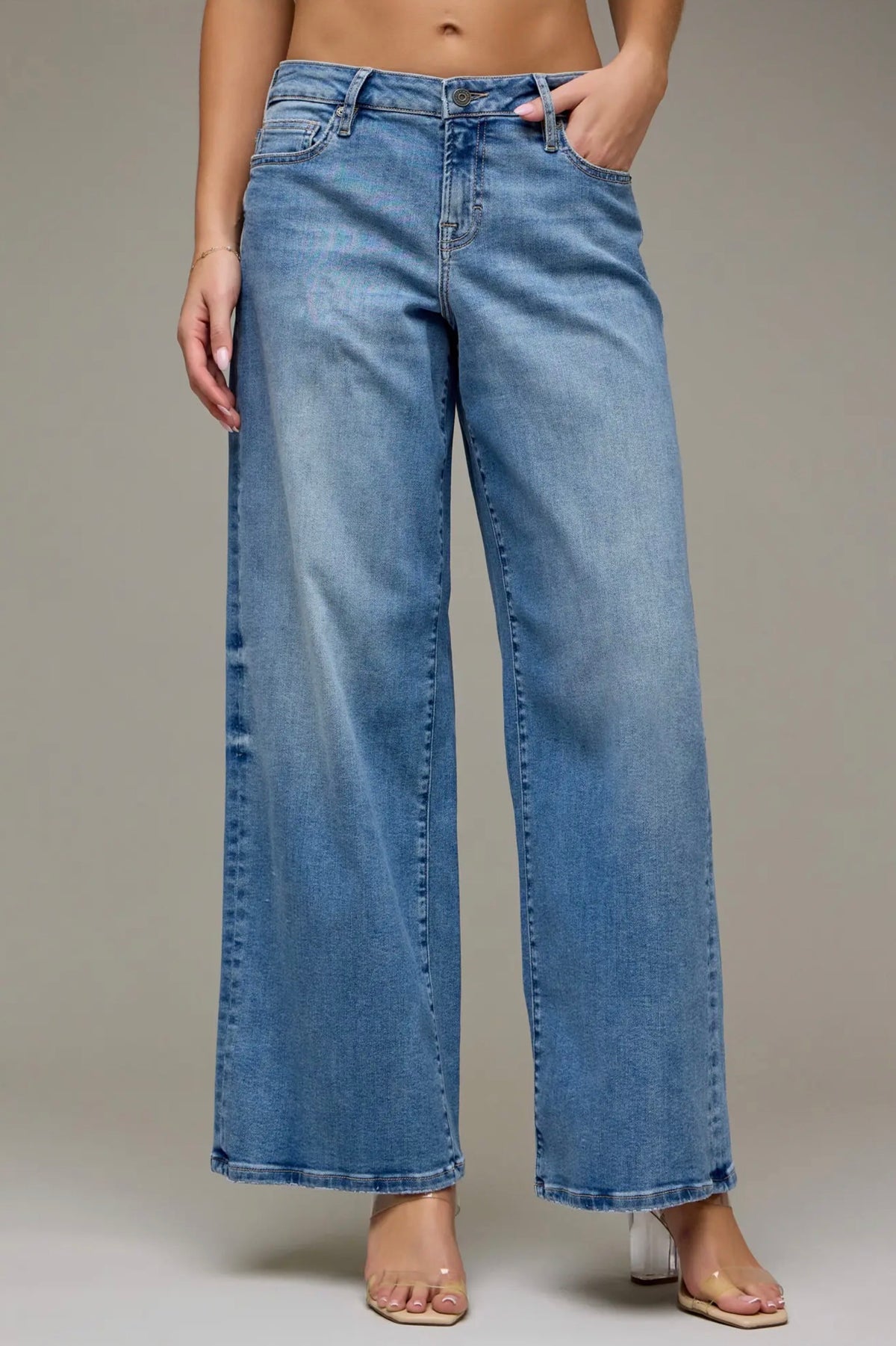 Hidden Finished Hem Wide Leg Jean