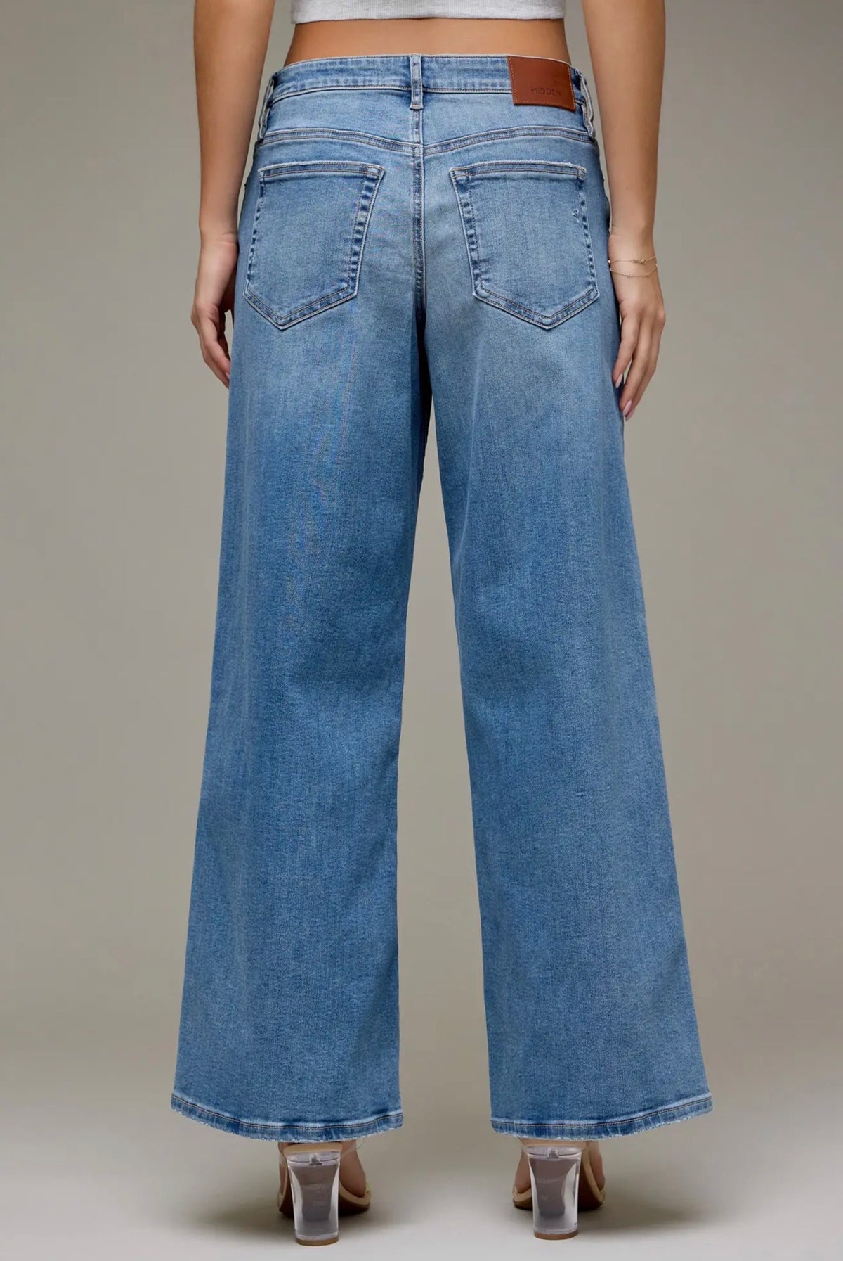 Hidden Finished Hem Wide Leg Jean