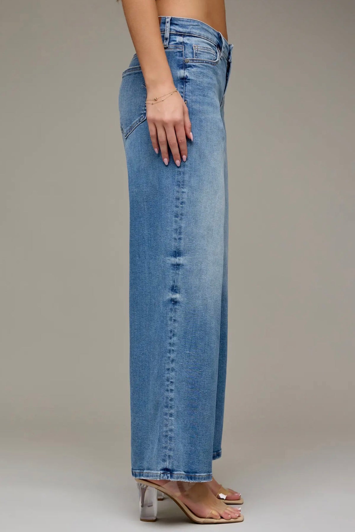 Hidden Finished Hem Wide Leg Jean