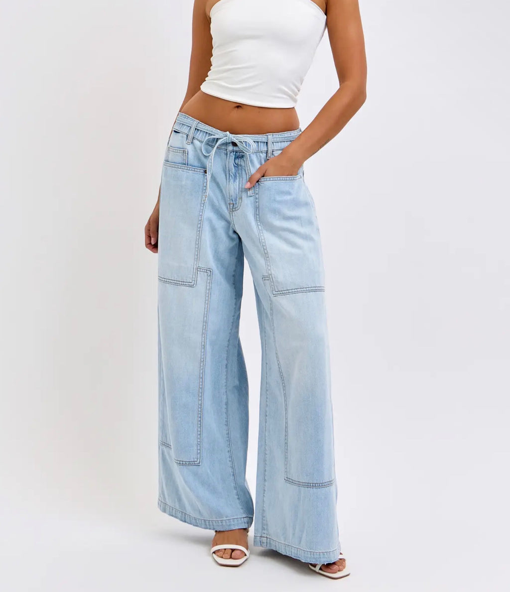Hidden Light Wash Utility Jeans