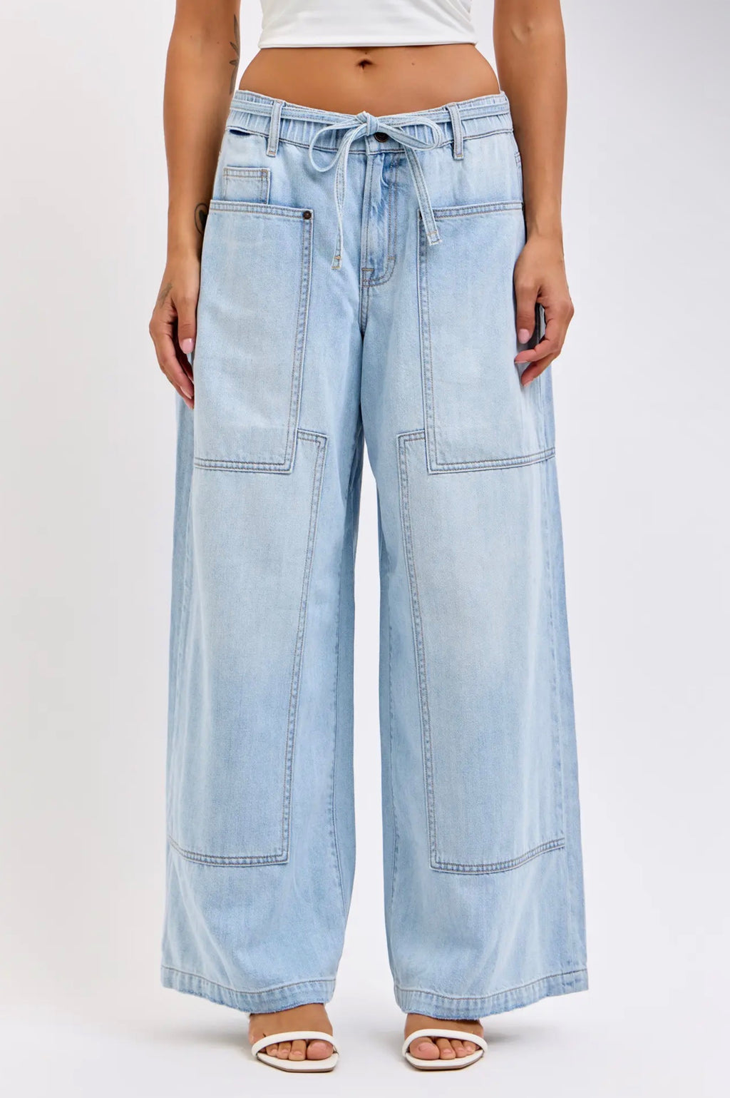 Hidden Light Wash Utility Jeans