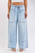 Hidden Light Wash Utility Jeans