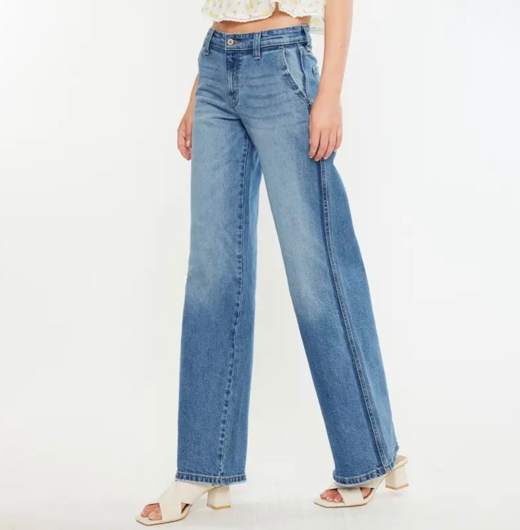 KanCan Mid Rise Wide Leg Jean