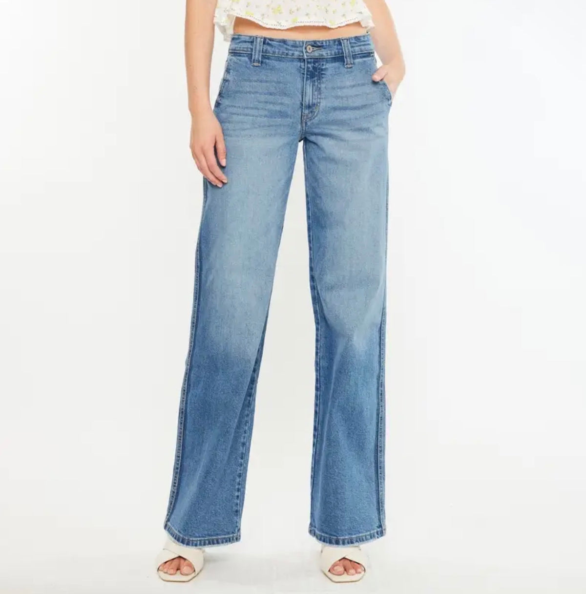 KanCan Mid Rise Wide Leg Jean
