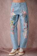 Vintage Print Denim Pants