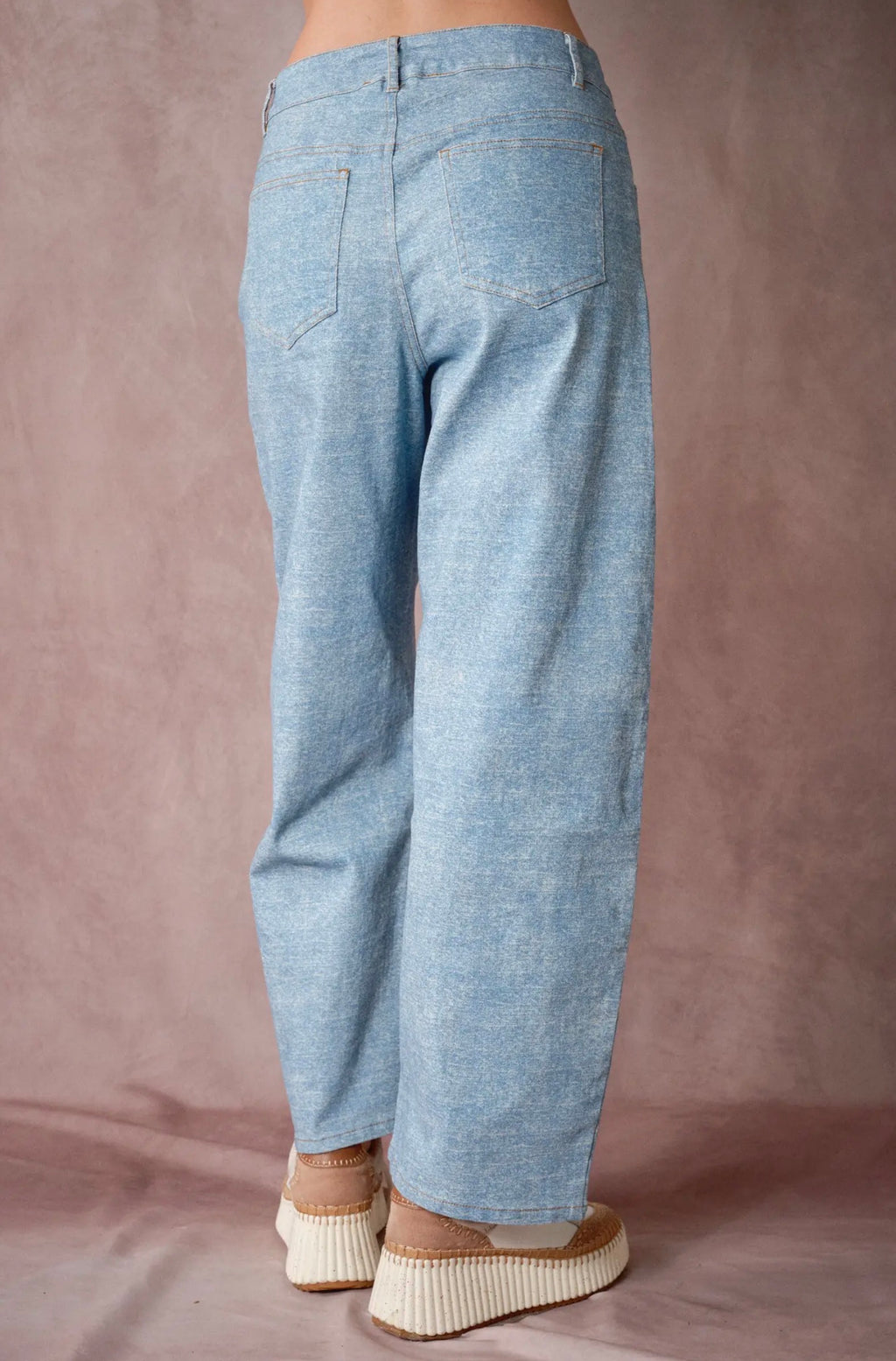 Vintage Print Denim Pants