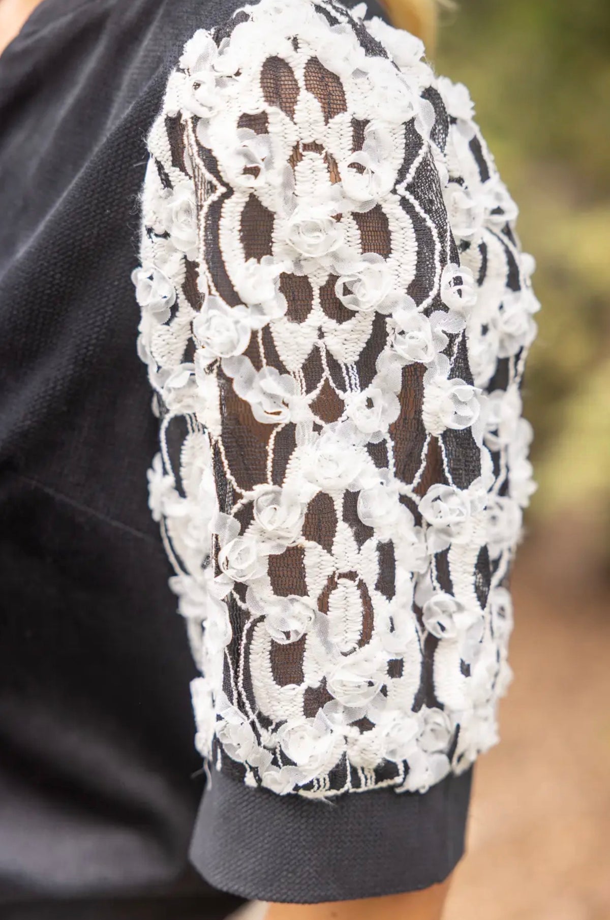 Embroidered Lace Sleeve Blouse