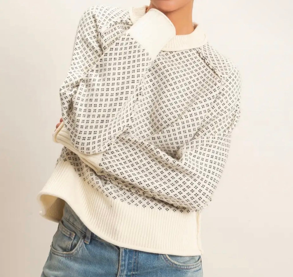 Patterned Mock Neck Sweater