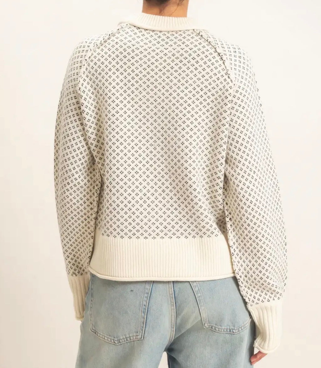 Patterned Mock Neck Sweater