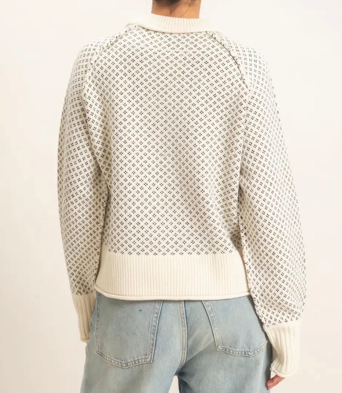 Patterned Mock Neck Sweater