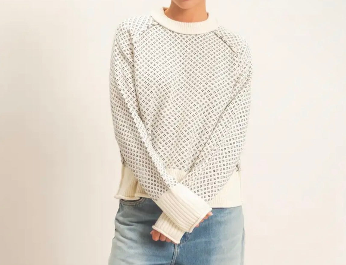 Patterned Mock Neck Sweater