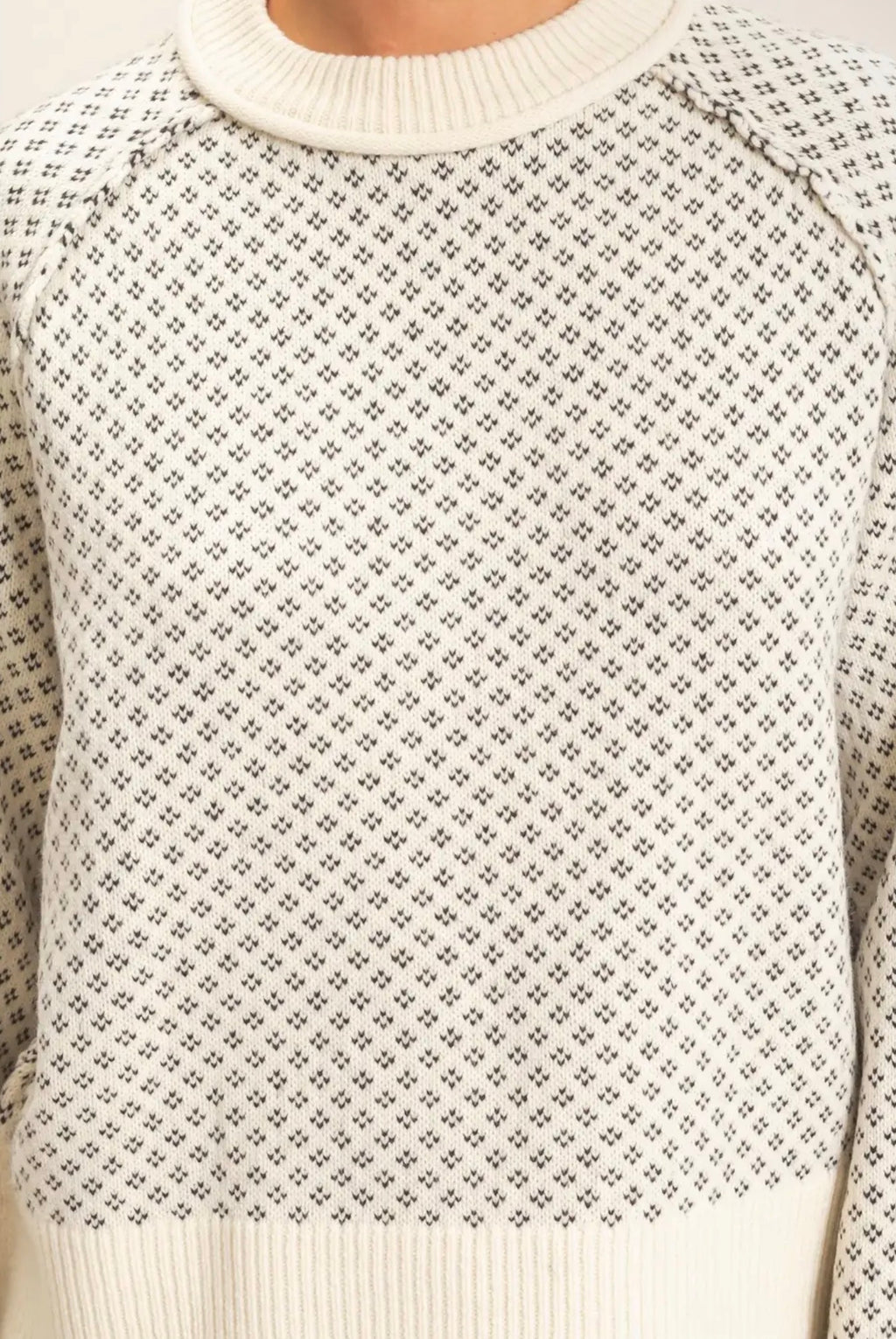 Patterned Mock Neck Sweater