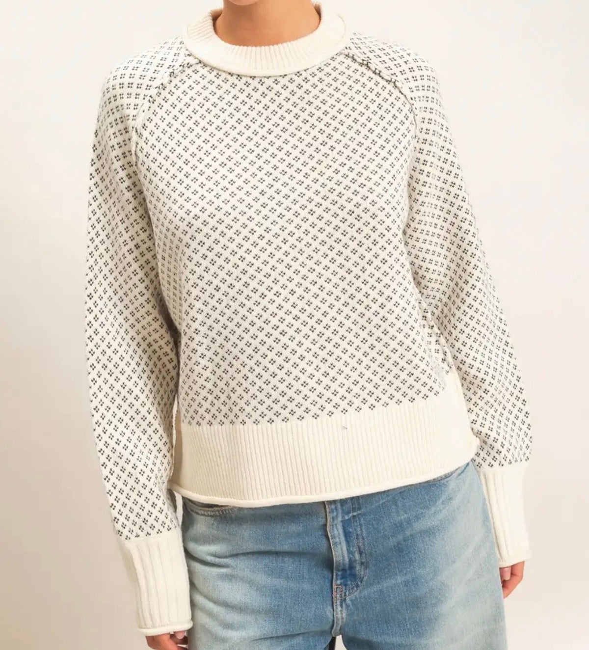 Patterned Mock Neck Sweater