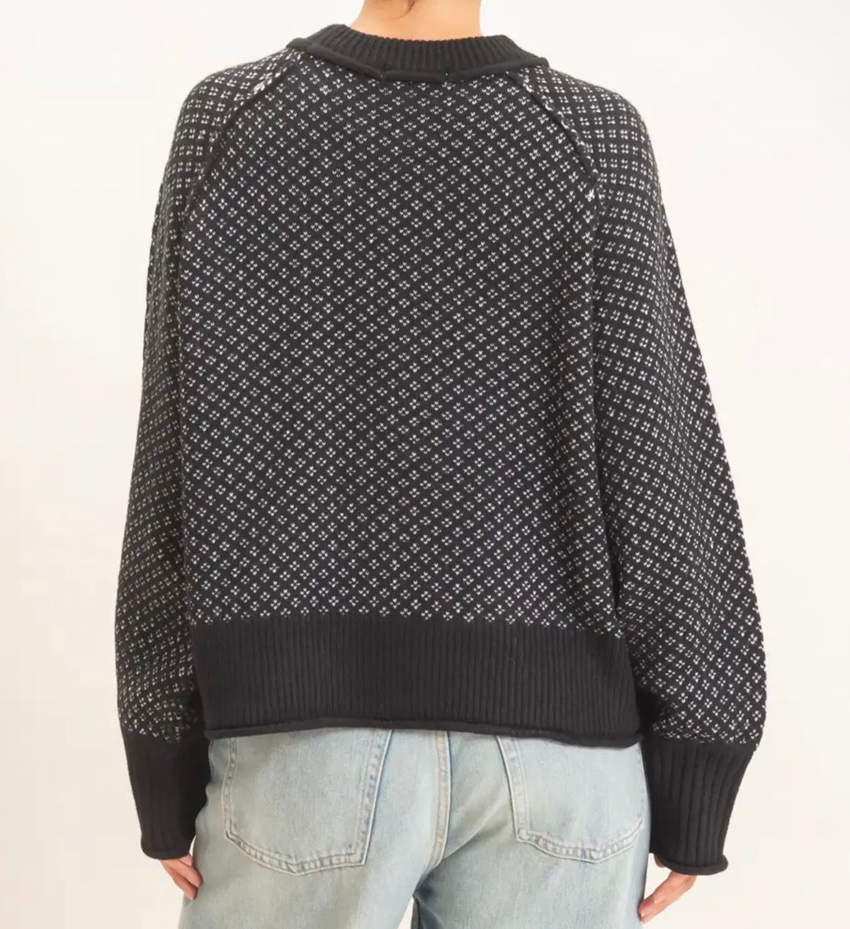 Patterned Mock Neck Sweater