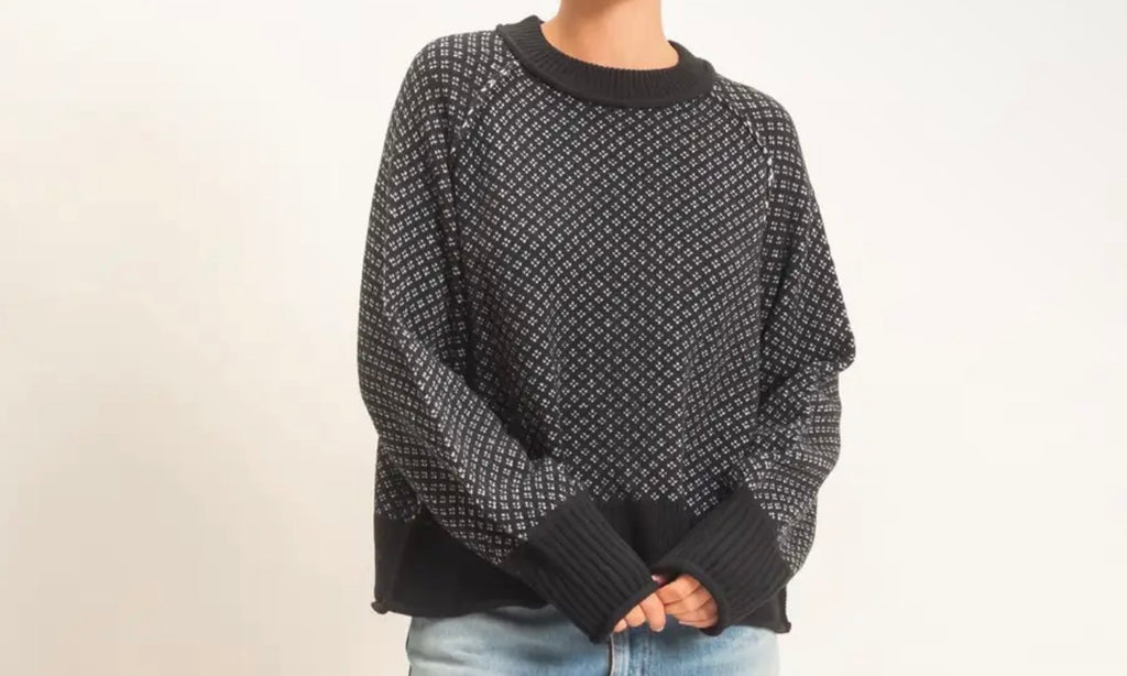 Patterned Mock Neck Sweater