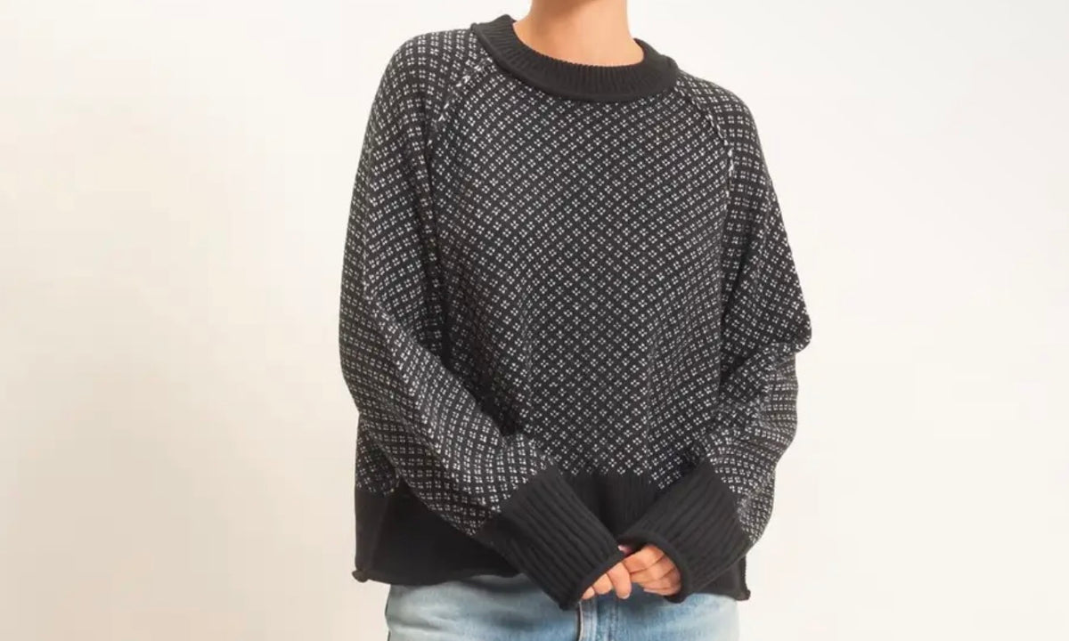 Patterned Mock Neck Sweater