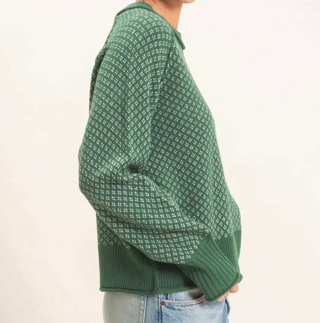 Patterned Mock Neck Sweater