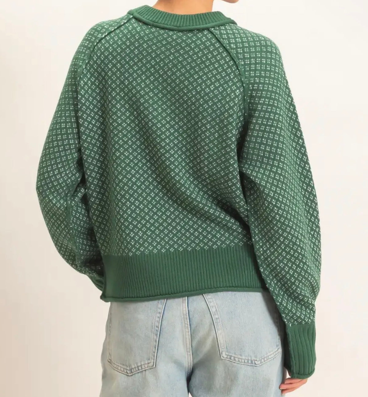 Patterned Mock Neck Sweater