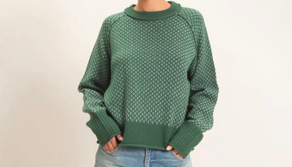 Patterned Mock Neck Sweater