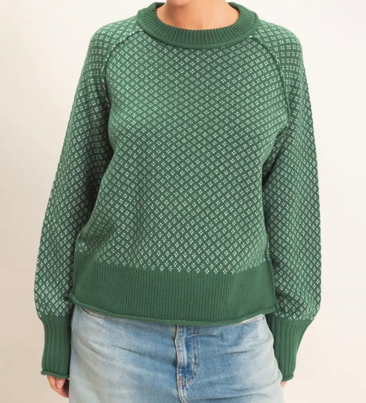 Patterned Mock Neck Sweater