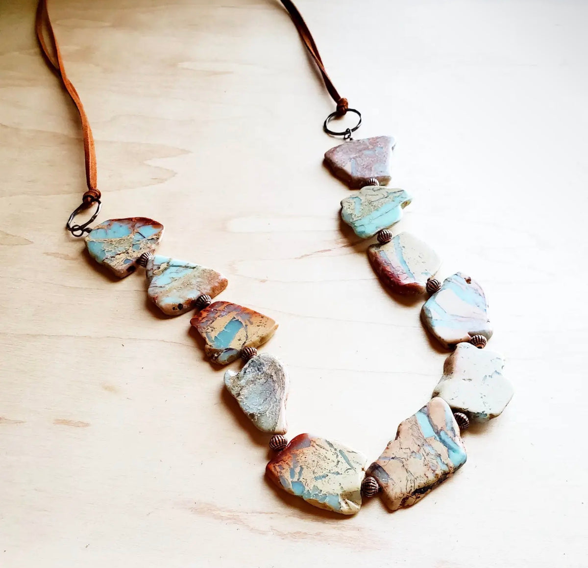Genuine Aqua Terra Beaded Slab Necklace