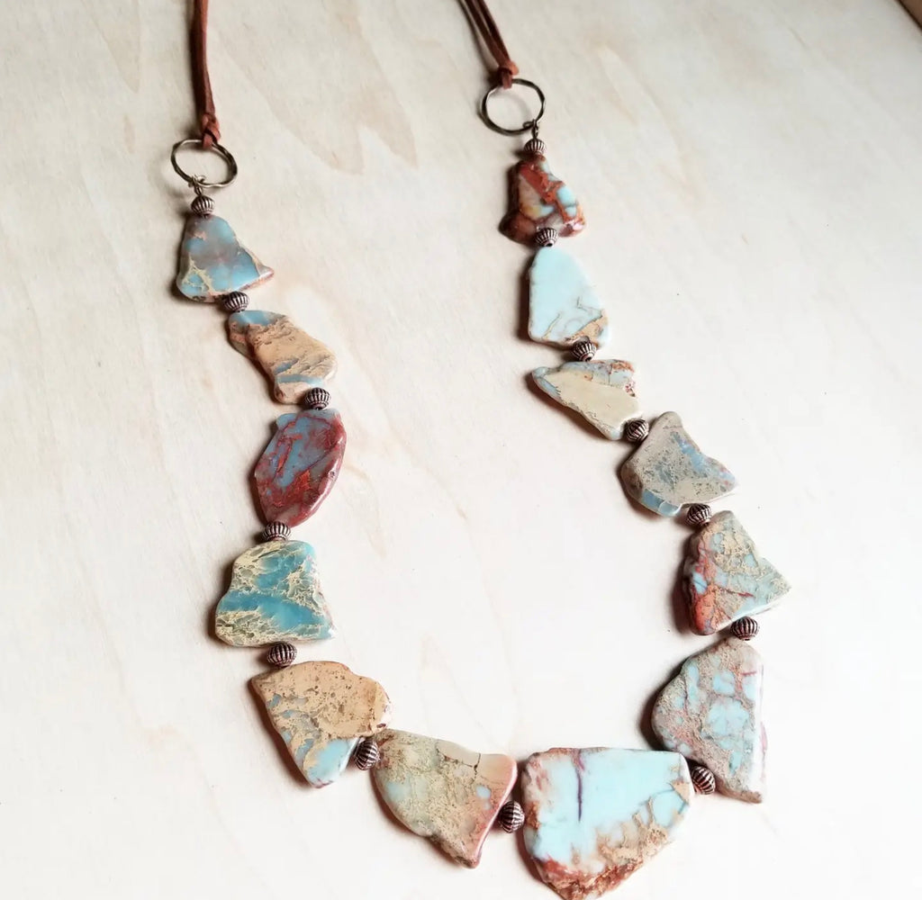 Genuine Aqua Terra Beaded Slab Necklace