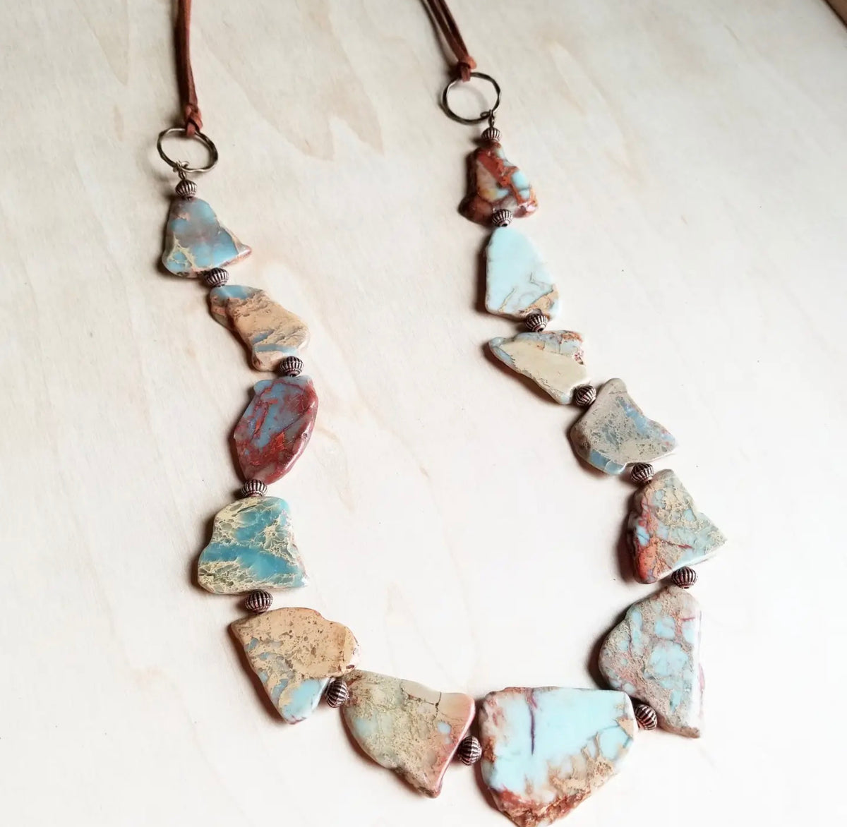 Genuine Aqua Terra Beaded Slab Necklace