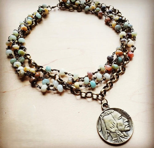 Amazonite Collar-Length Necklace with Indian Head Coin