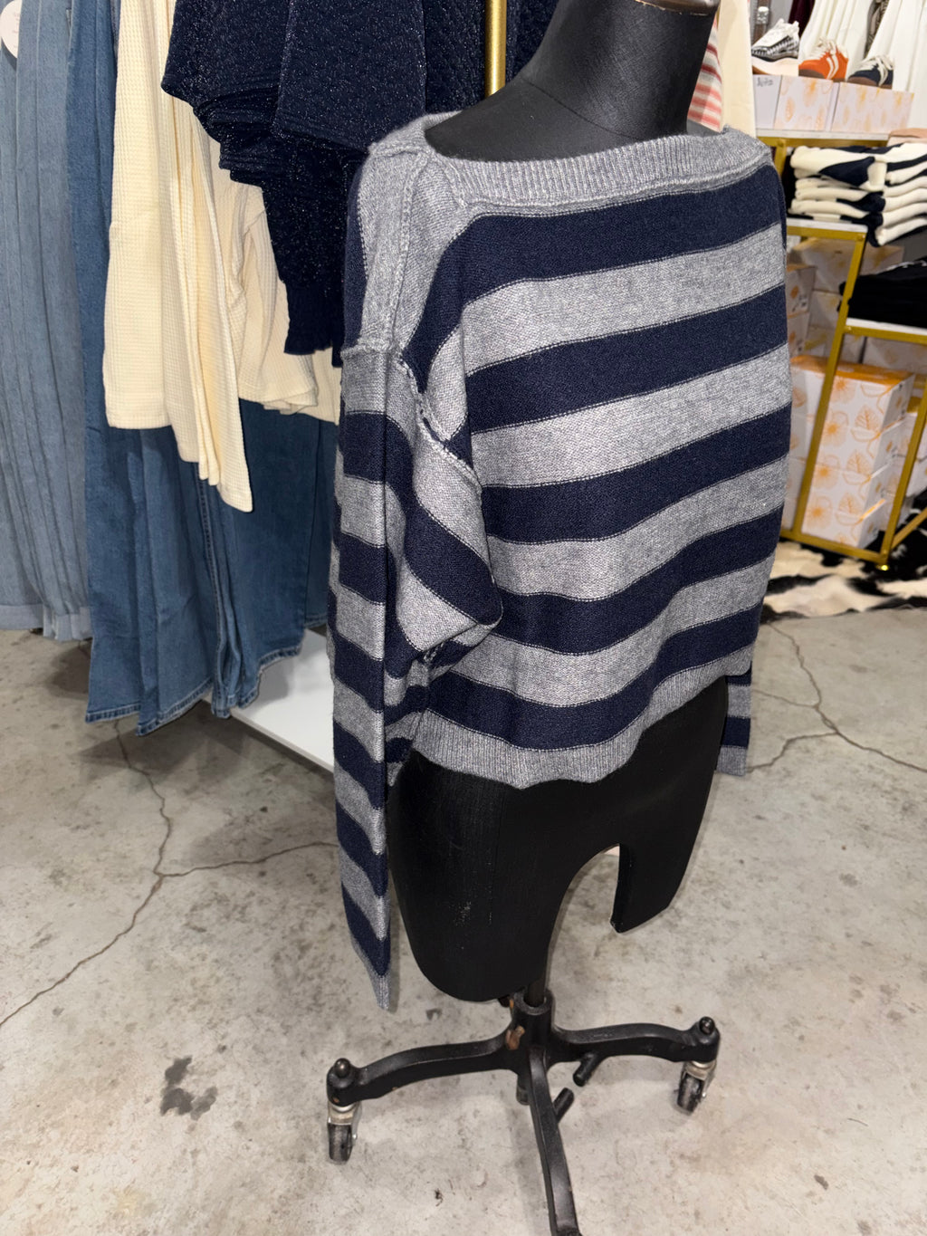 Stripe Long Sleeve Cropped Sweater