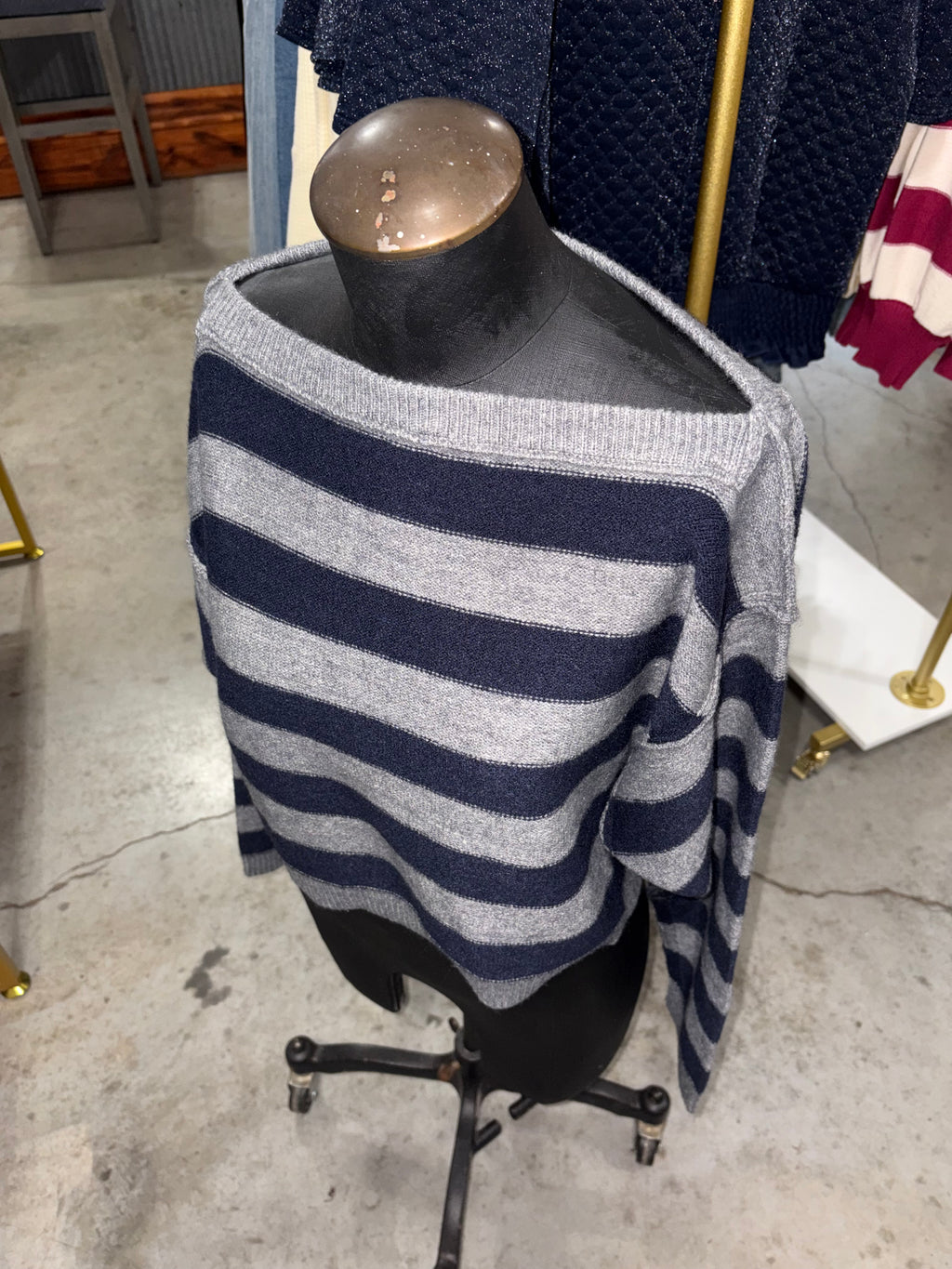 Stripe Long Sleeve Cropped Sweater