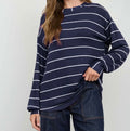 Stripe Long Sleeve Cuffed Knit Top