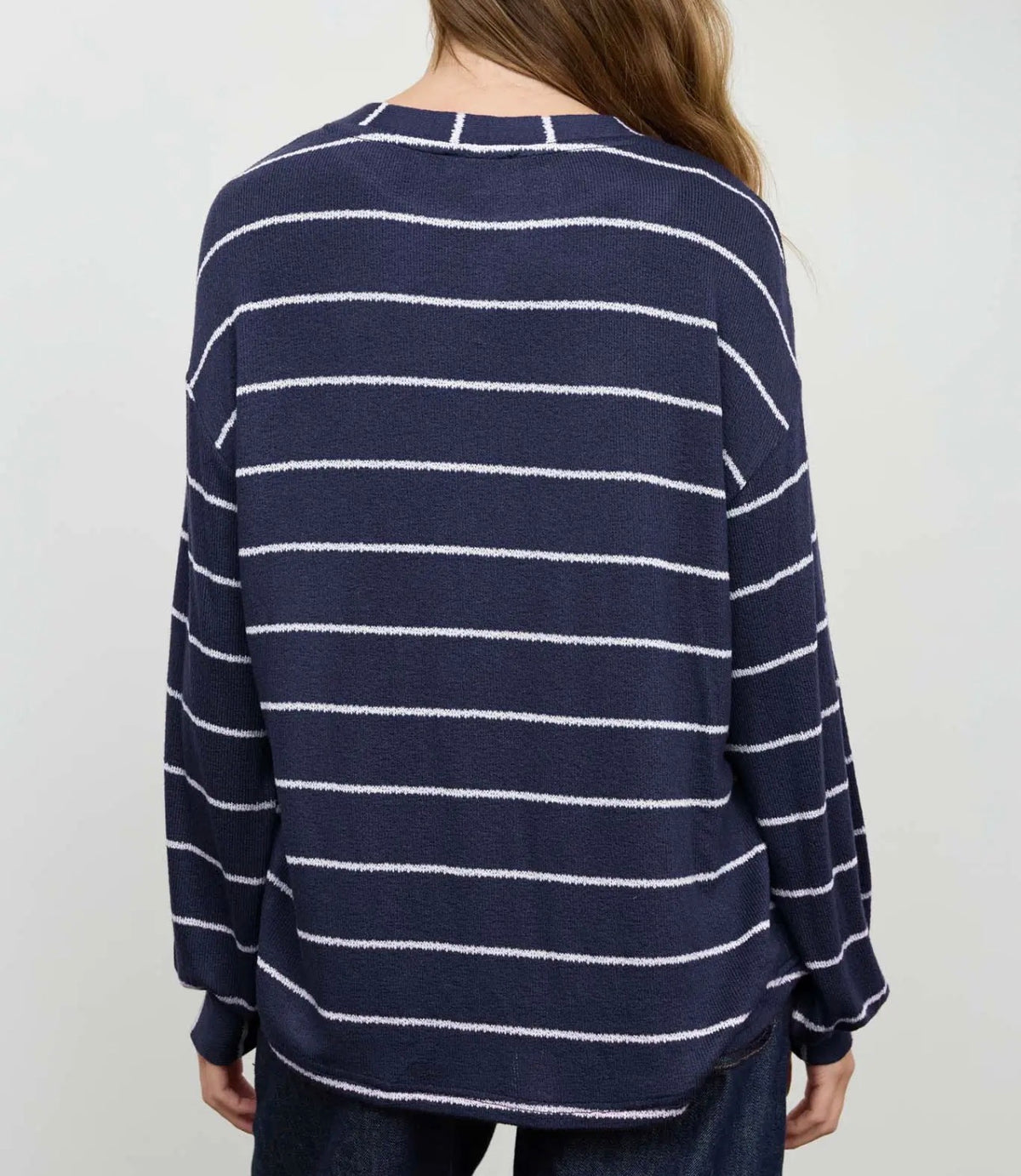 Stripe Long Sleeve Cuffed Knit Top