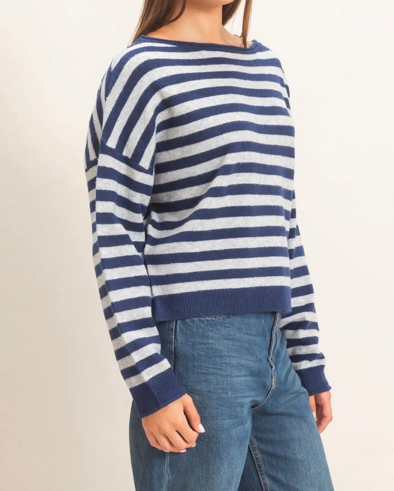 Off the Shoulder Striped Sweater