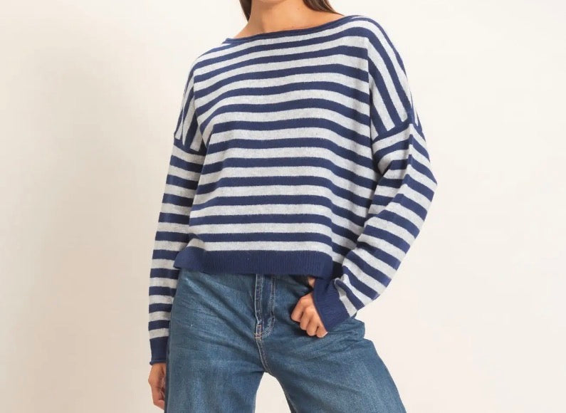 Off the Shoulder Striped Sweater