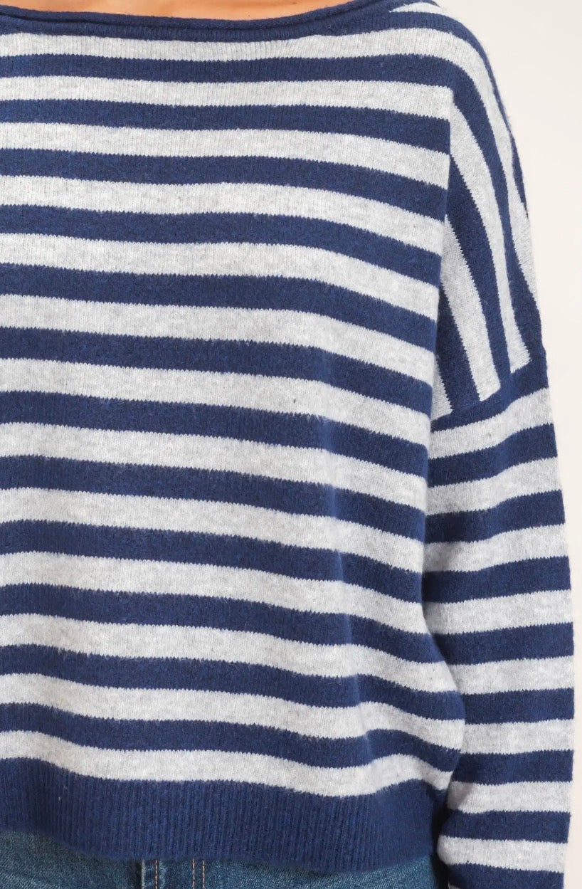 Off the Shoulder Striped Sweater