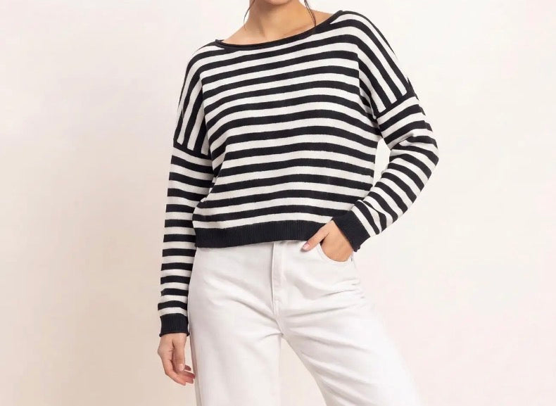 Off the Shoulder Striped Sweater