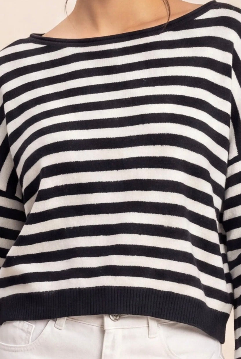 Off the Shoulder Striped Sweater