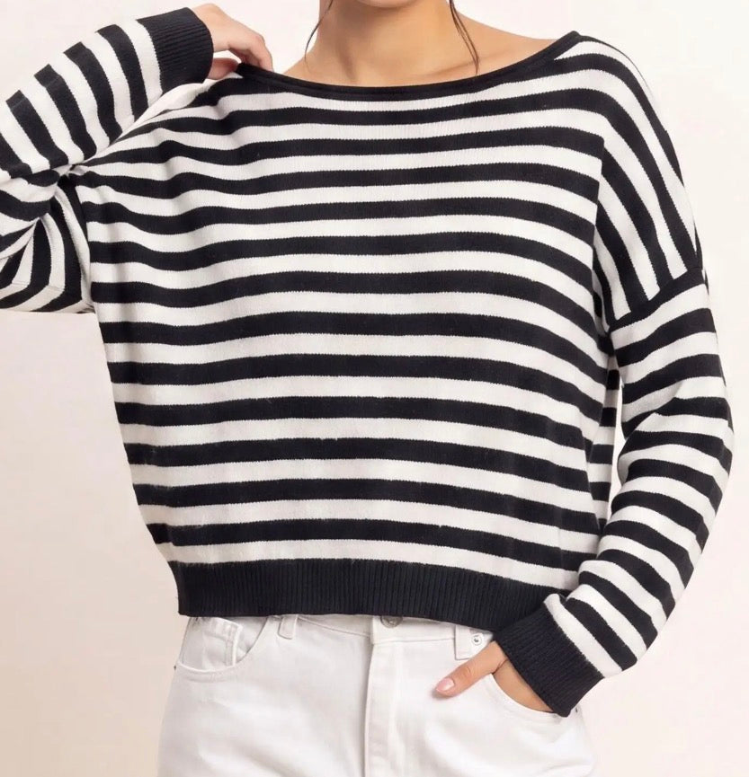 Off the Shoulder Striped Sweater
